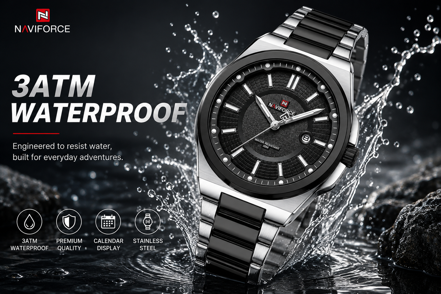 NAVIFORCE Premium Men's Watch | Stainless Steel | Japanese Quartz | Waterproof 30M